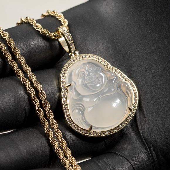 Tsv Jewelers Other - Clear Green Jade Buddha Pendant Rope Necklace